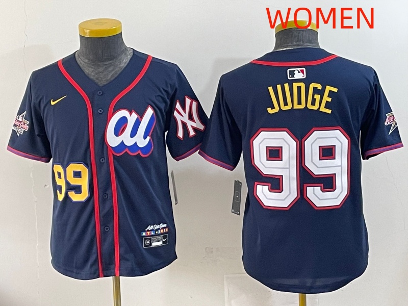 Women 2025 New York Yankees #99 Judge Drak Blue All star Blank Blue Nike MLB Jersey style 3